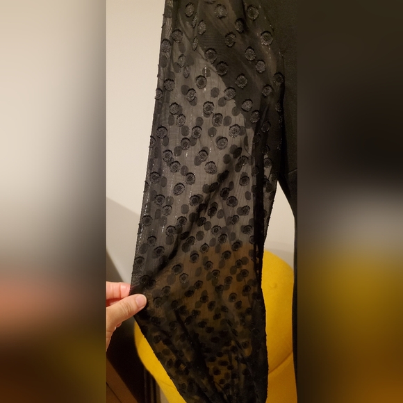 TOMMY HILFIGER  Elegant Black Dress with Sheer Sleeves, Size 8. - Picture 7 of 11
